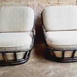 Fauteuils Chauffeuses en rotin Années 70 (*2)