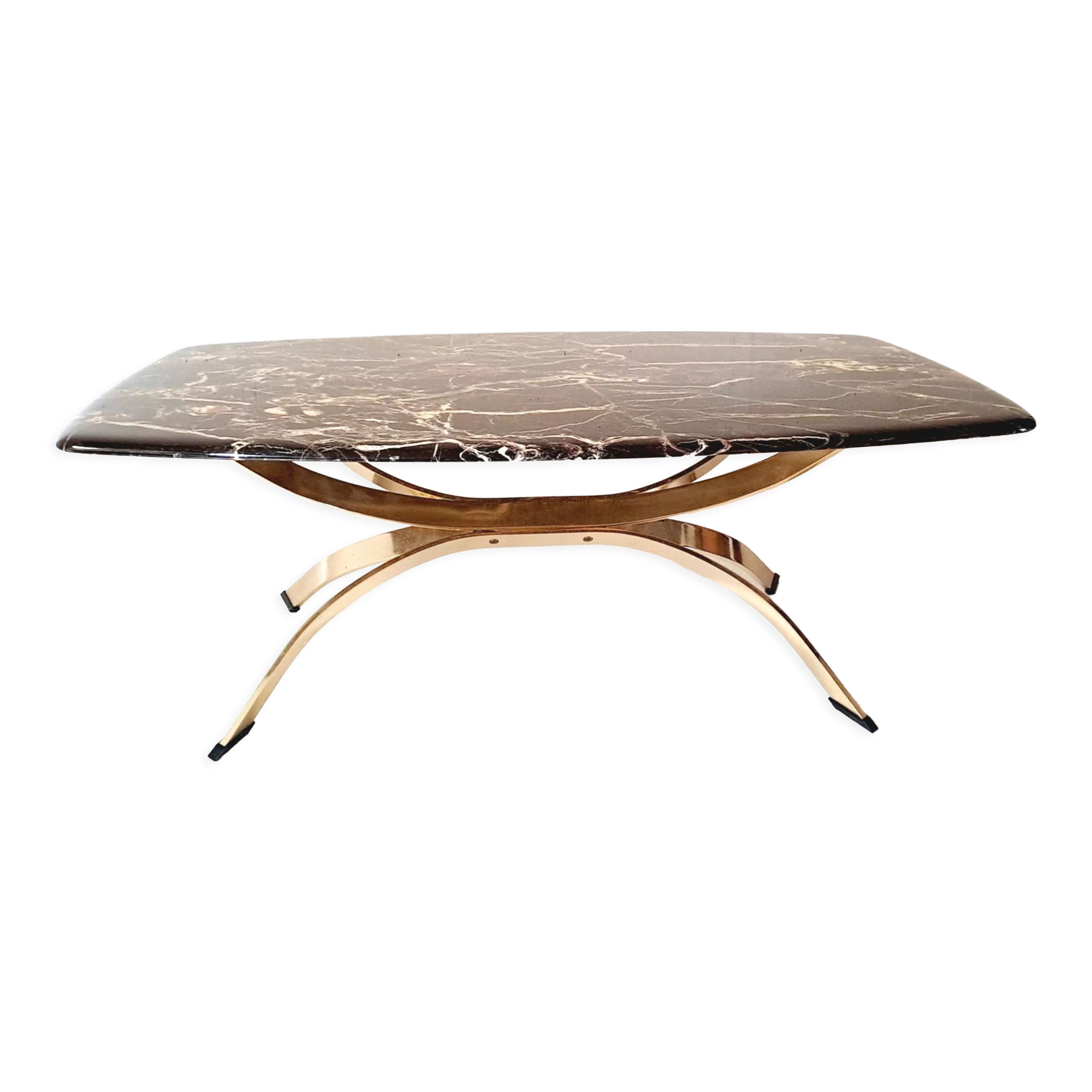 Coffee table in marble and bronze,france circa 1970