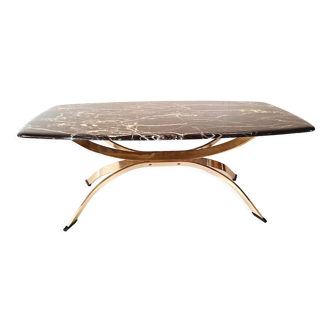 Coffee table in marble and bronze,france circa 1970