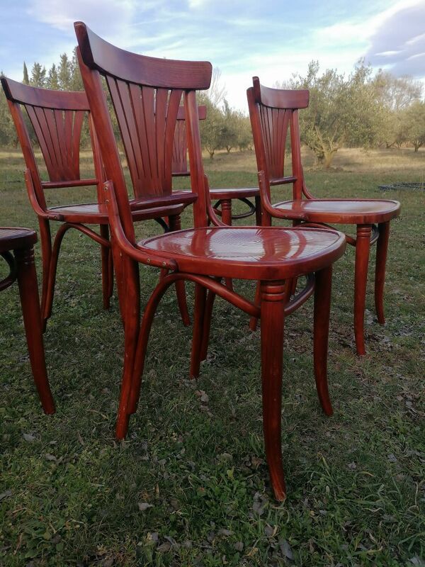 Lot de 6 chaises bistrot vintage en bois courbé