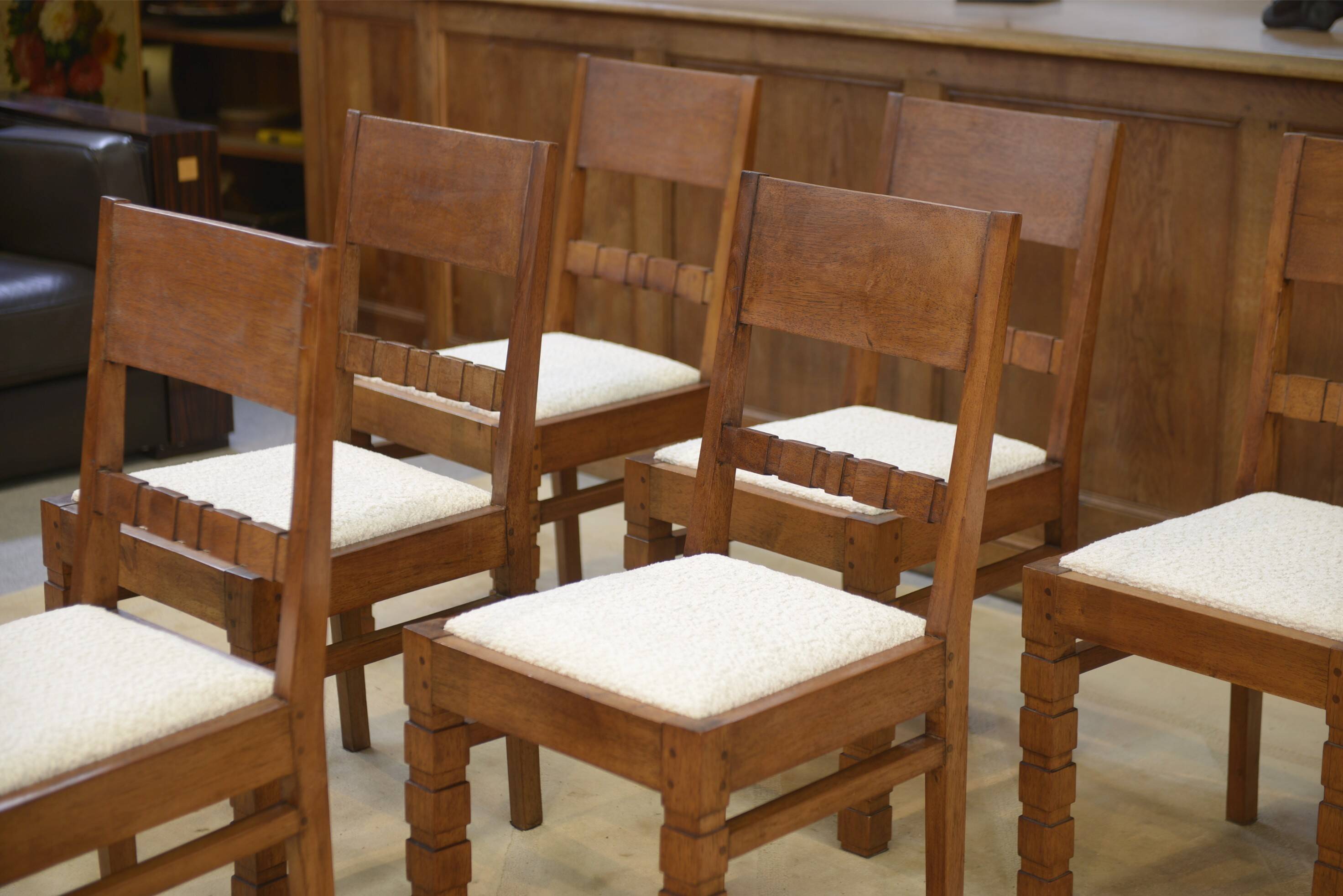 Ensemble de 6 chaises brutalistes 1960’s
