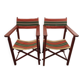 Pair of folding garden armchairs