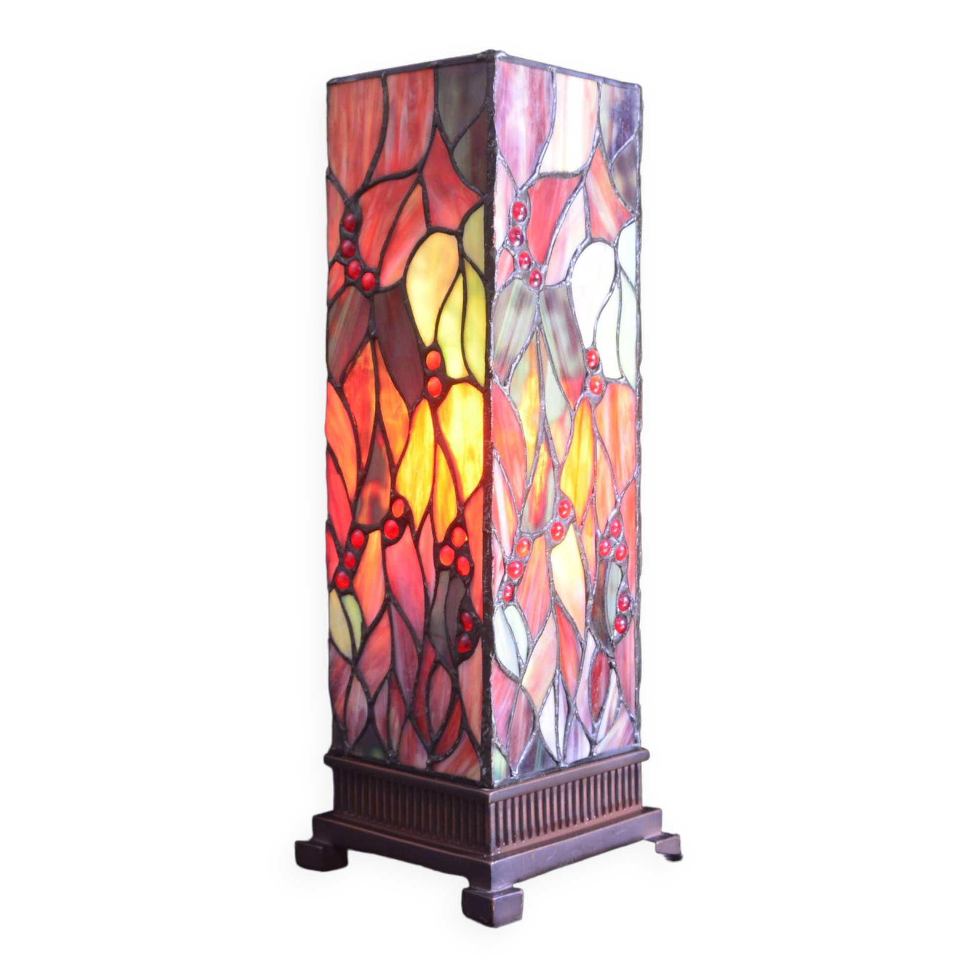 Stained glass lamp in the style of Tiffany