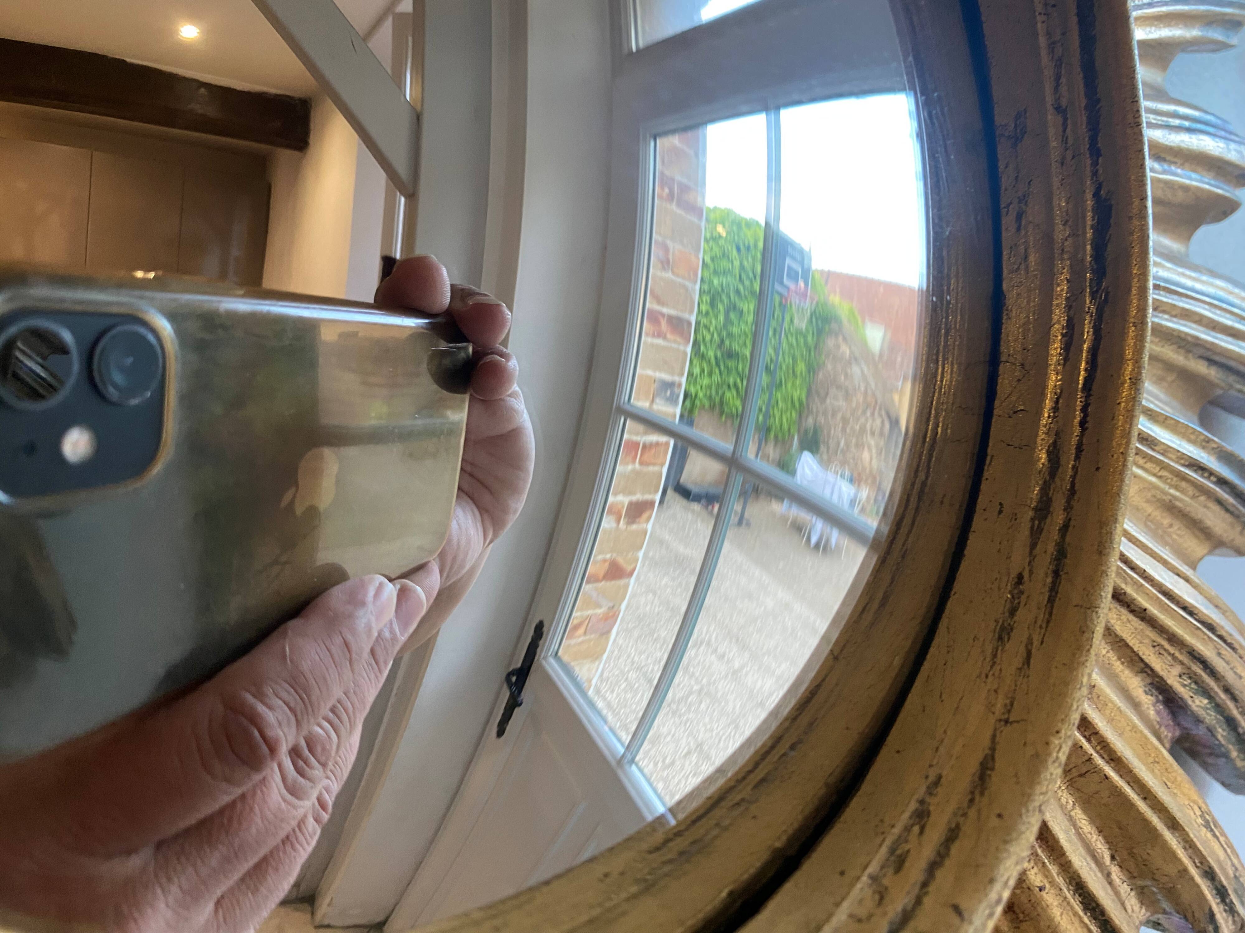 Large witch's eye sun mirror dia 52cm curved vintage 1960