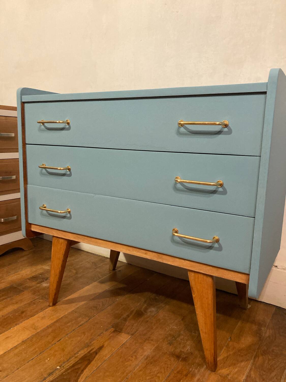 Vintage compass foot chest of drawers