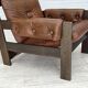 1970s, Scandinavian armchair, furniture leather, canvas, oak wood.