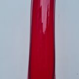 Huge ruby red blown glass decanter with handle