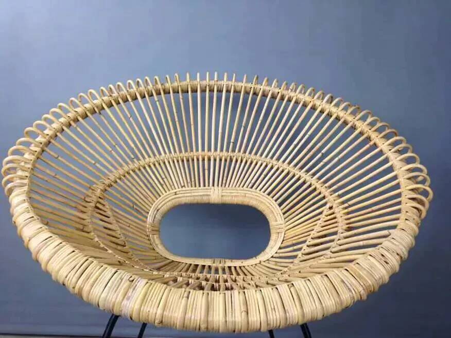 Rattan and metal armchair