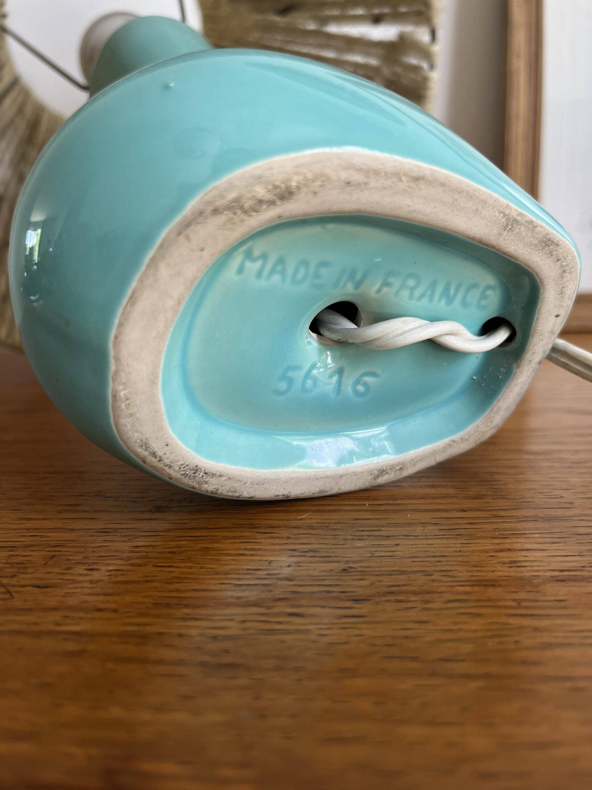 1950s ceramic and wool lamp made in France