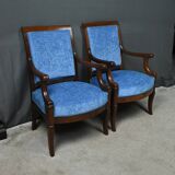 Pair of mahogany armchairs, Restoration period – early 19th century