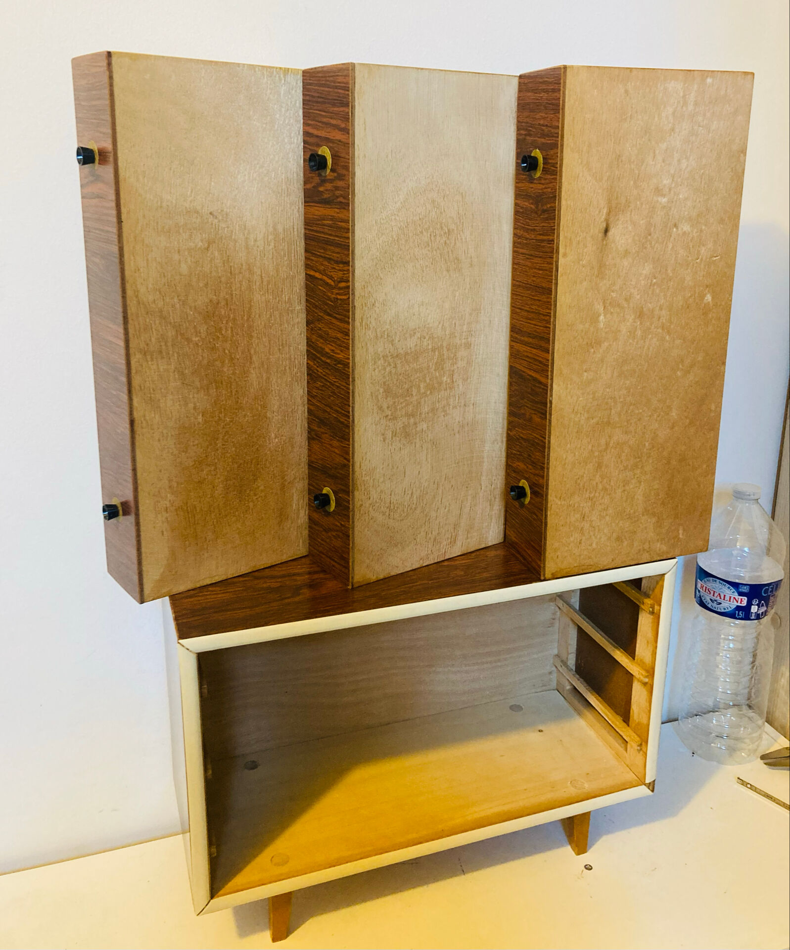 Children's commode, doll or mastery from the 1960s mahogany veneer.