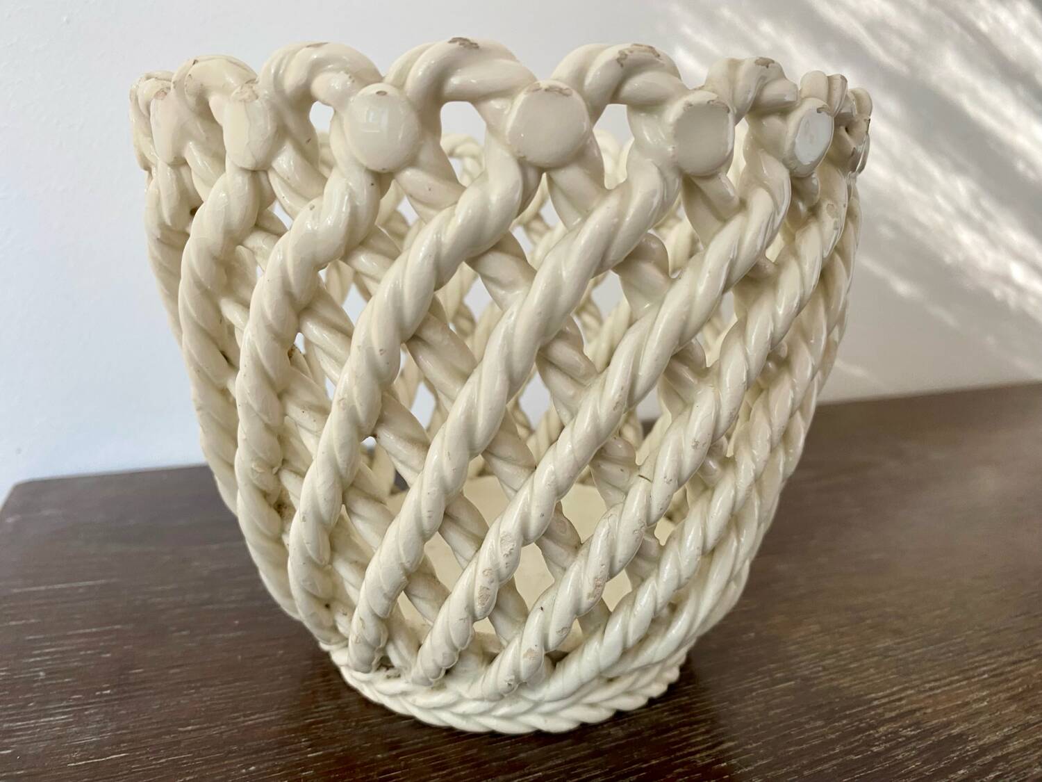 Woven ceramic planter