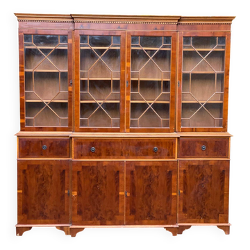Large Library Furniture / English Secretary in Regency Style — Black Wood