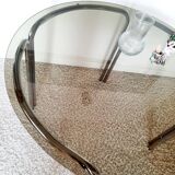 Space Age dining table smoked glass - chrome 70's