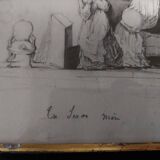 Dessin XIXème maternité cadre Napoléon III