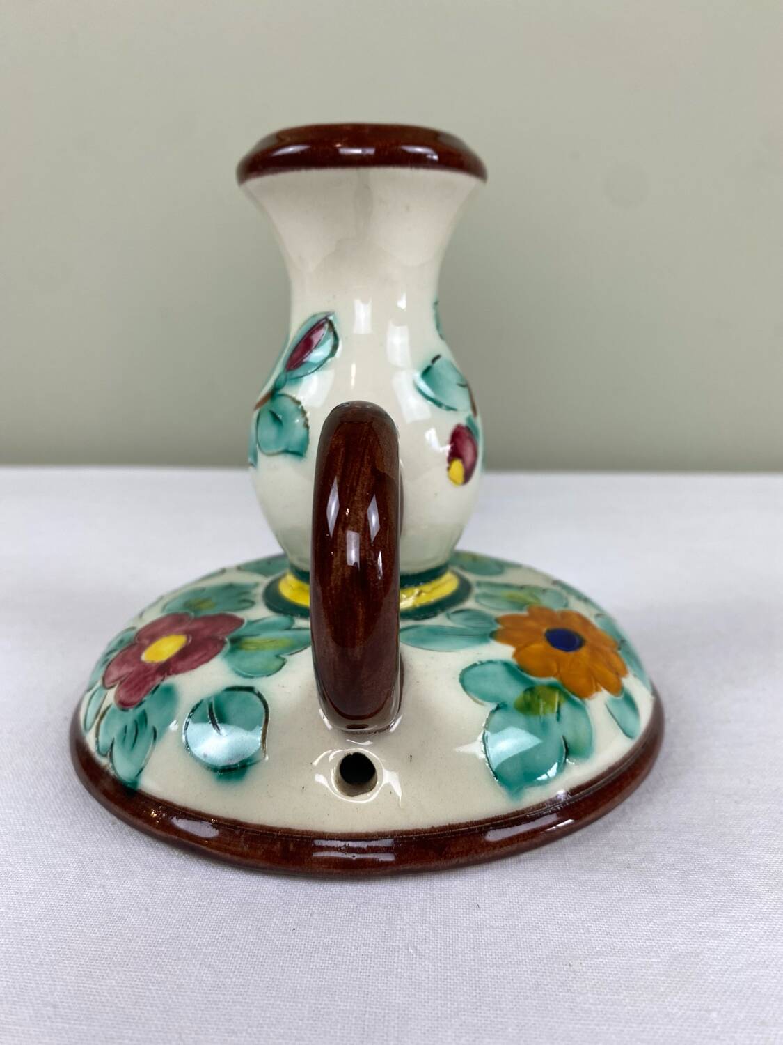 Decorated ceramic candle holder