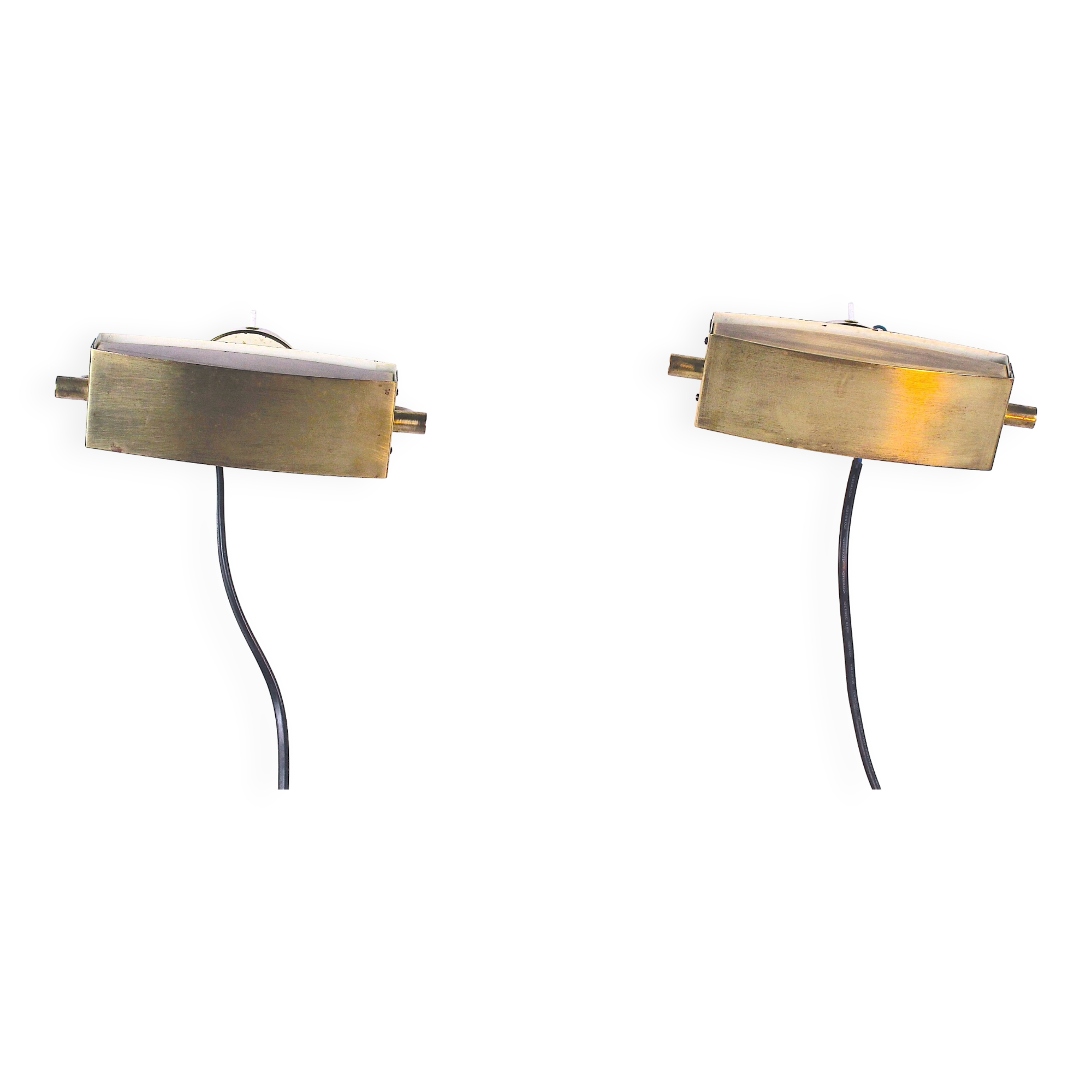 Pair of brass wall lights, Lita, France, 1970s