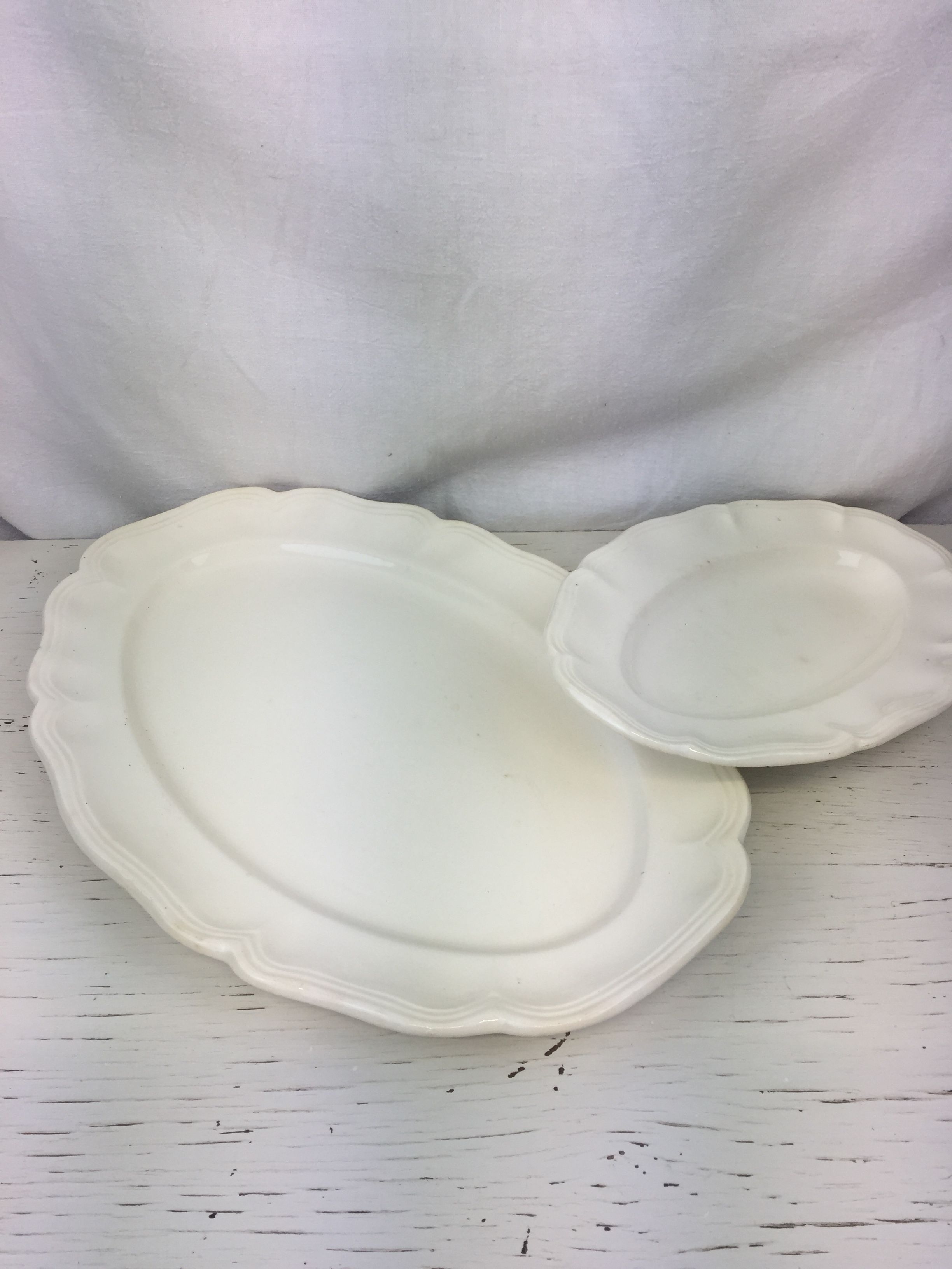 Old oval dishes, ivory color made in france Digoin Sarreguemines