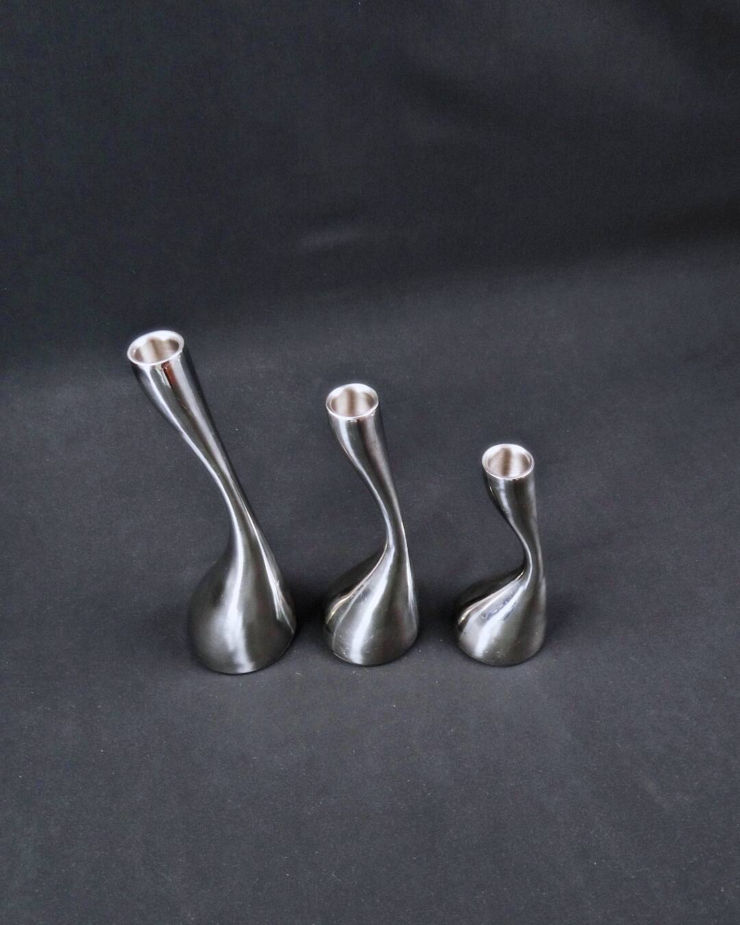 Scandinavian steel candle holders by Design by Mencke & Vagnby Nuance Vintage