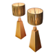 2 Scandinavian style bedside lamps in solid wood and raffia shade 40