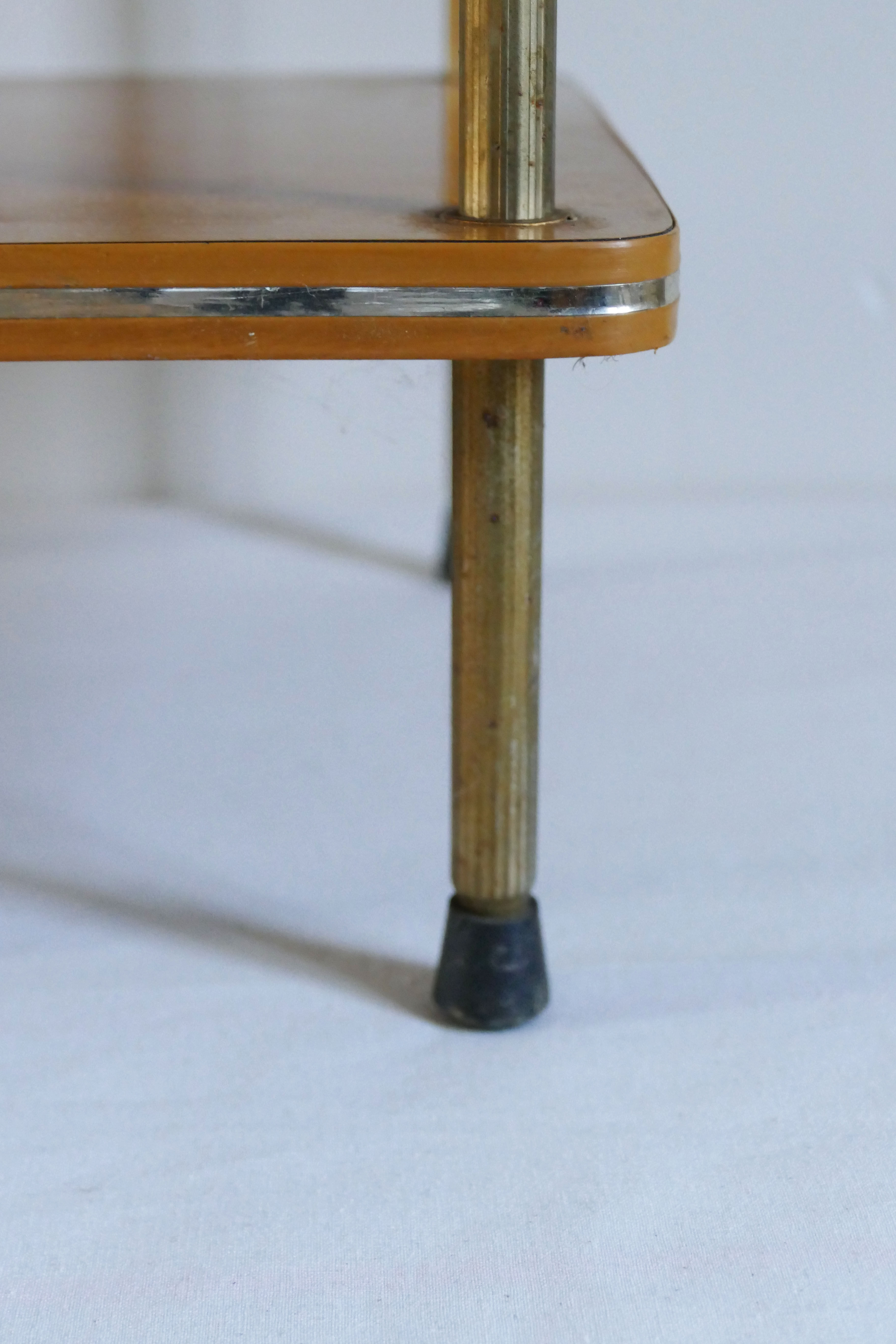 Vintage side table in brown formica