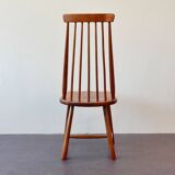 Set of 2 vintage solid wooden highback chairs