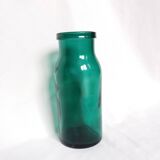 Flacon, bocal en verre moulé vert émeraude
