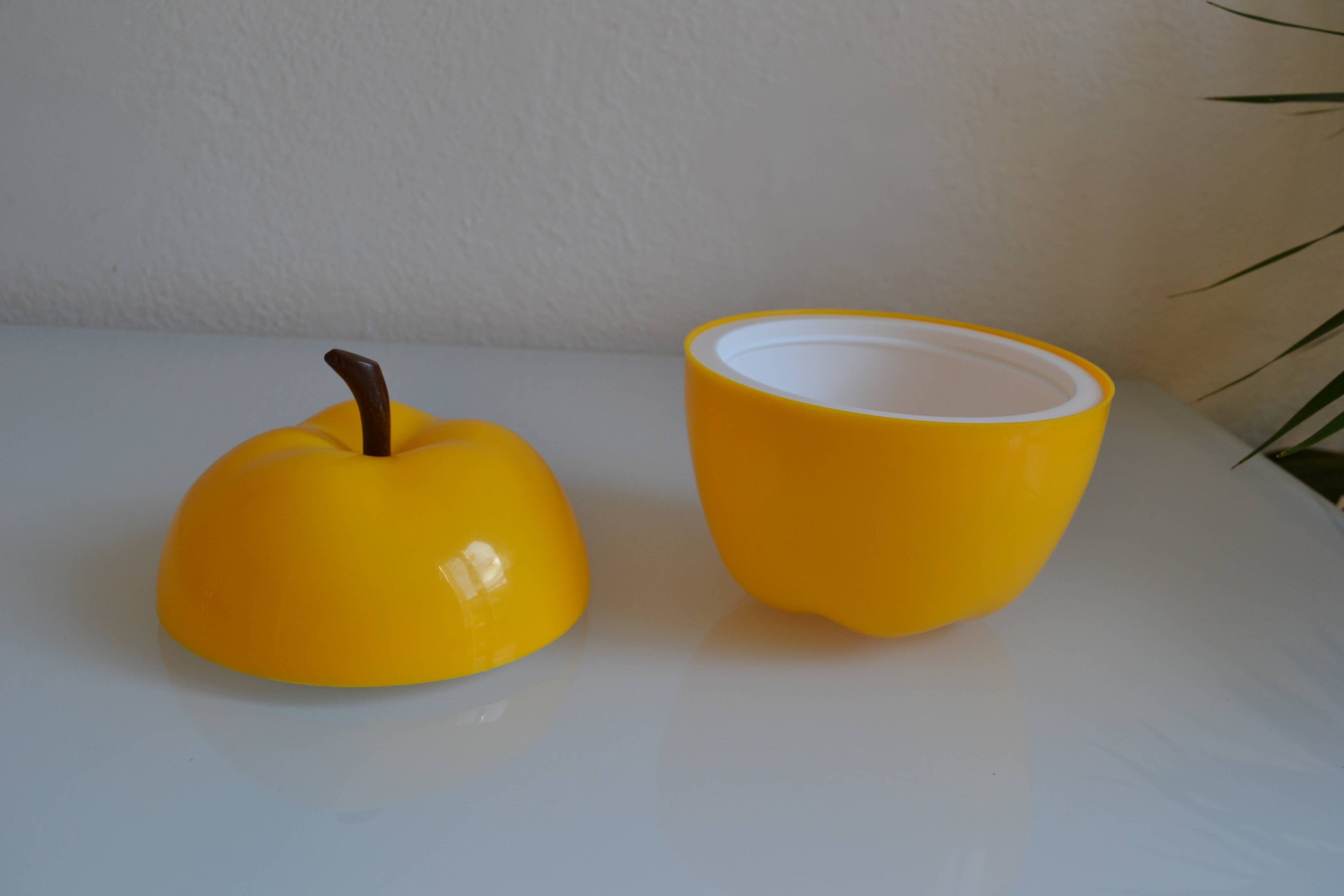 Vintage yellow apple ice bucket or ice cubes 1970 70's