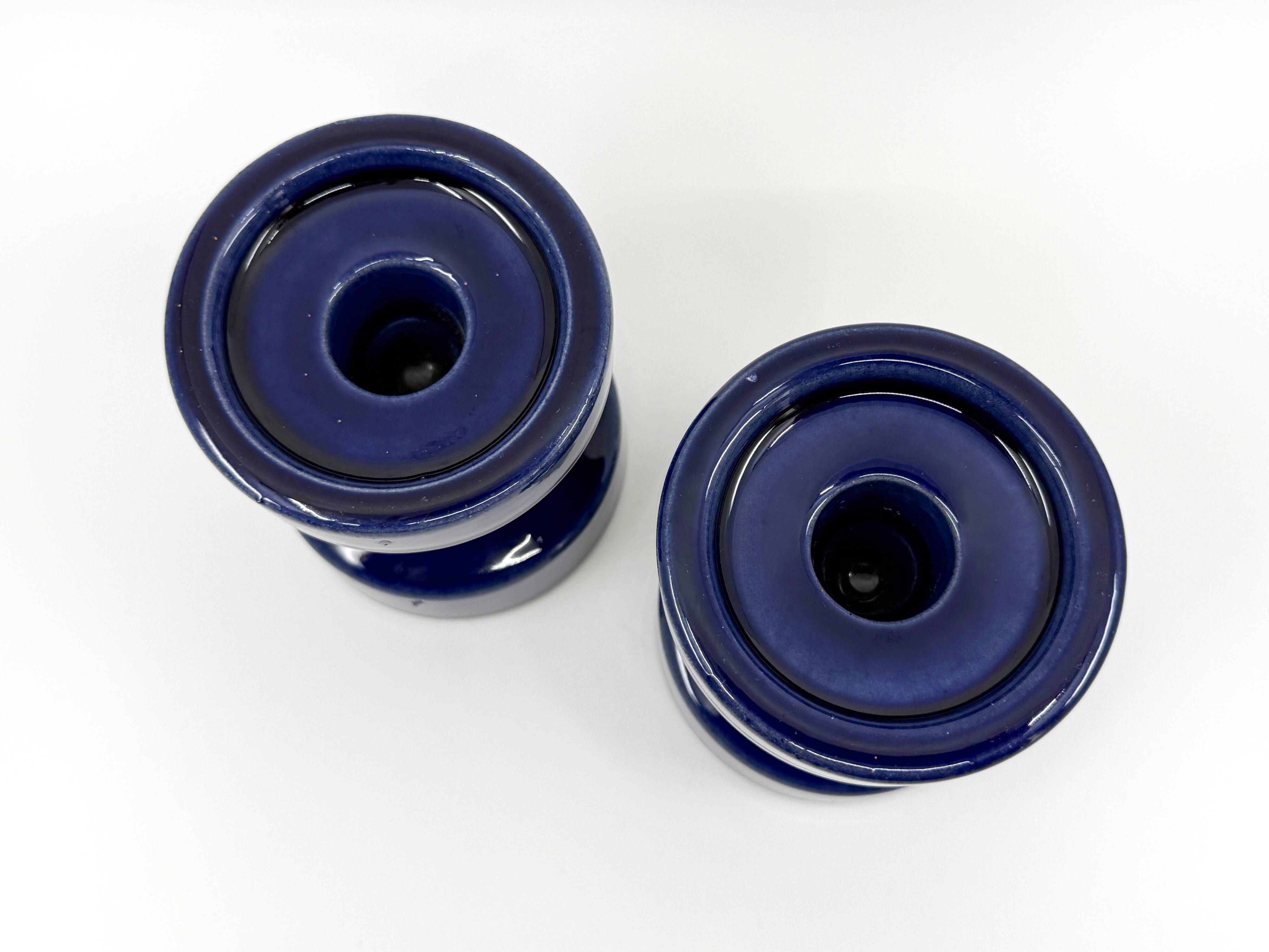 2 ceramic candle holders by Steuler • Design by Cari Zalloni • Circa 60-70