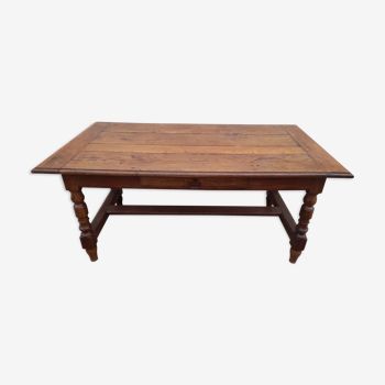 Table de ferme rustique en chêne 19ème -1m59