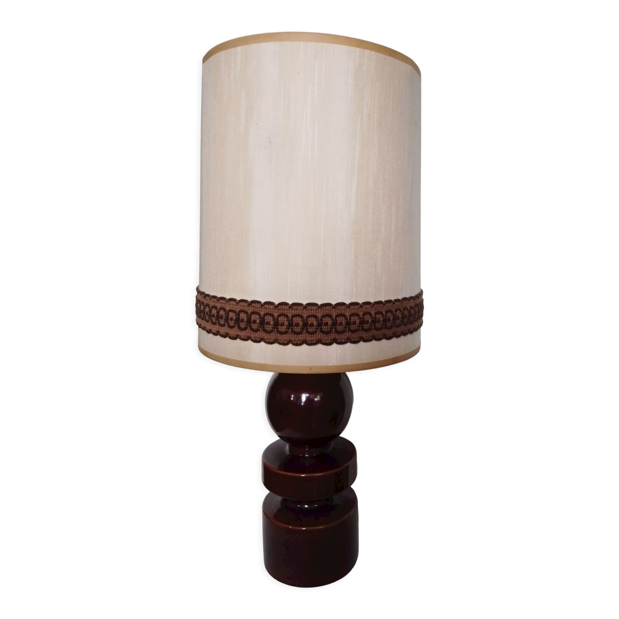 Brown ceramic foot lamp