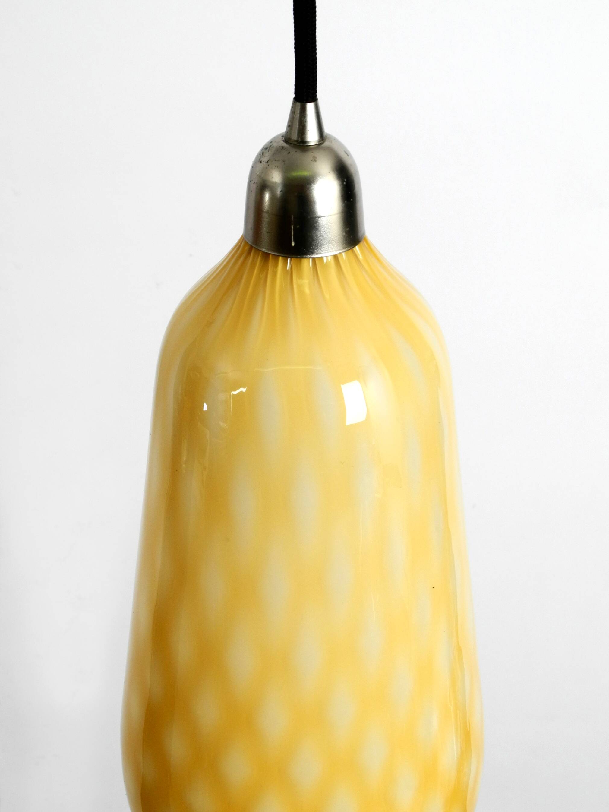 Beautiful yellow & white italian Mid Century Murano glass pendant lamp