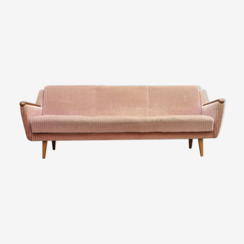 Canapé convertible Daybed sofa années 50.60 vieux rose