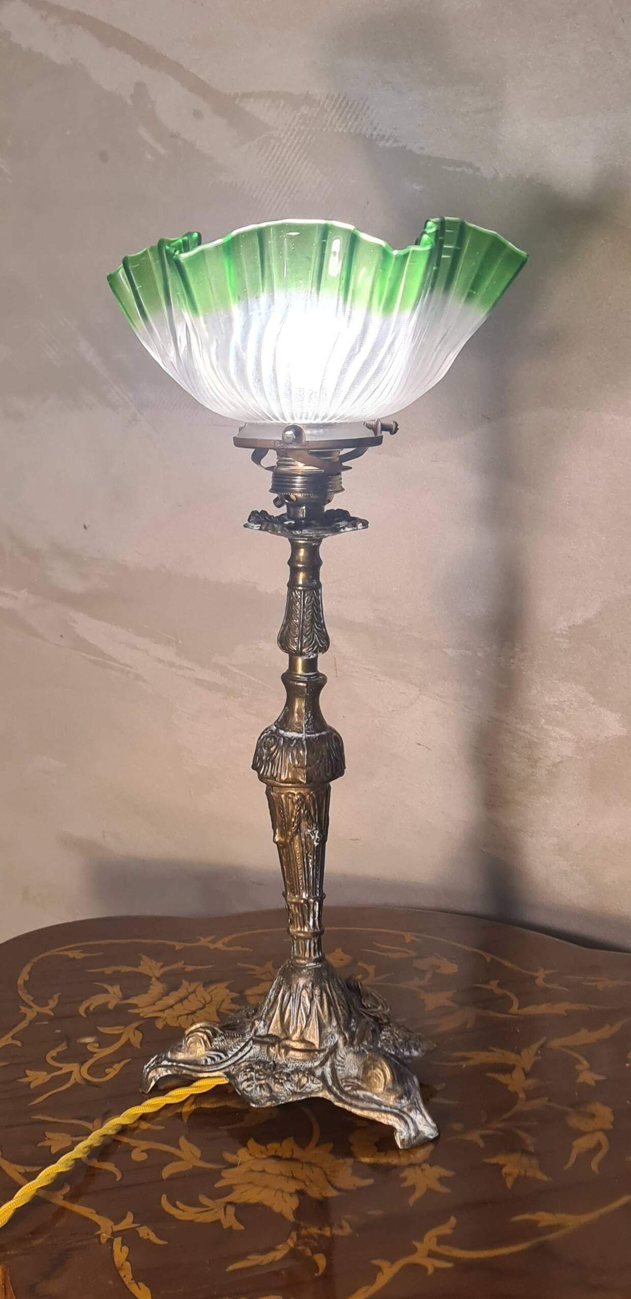 brass lamp Italy 39x17 beautiful antique tulip 1900