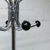 Coat rack with 12 chrome and black plastic hooks, 1960, 2m.
