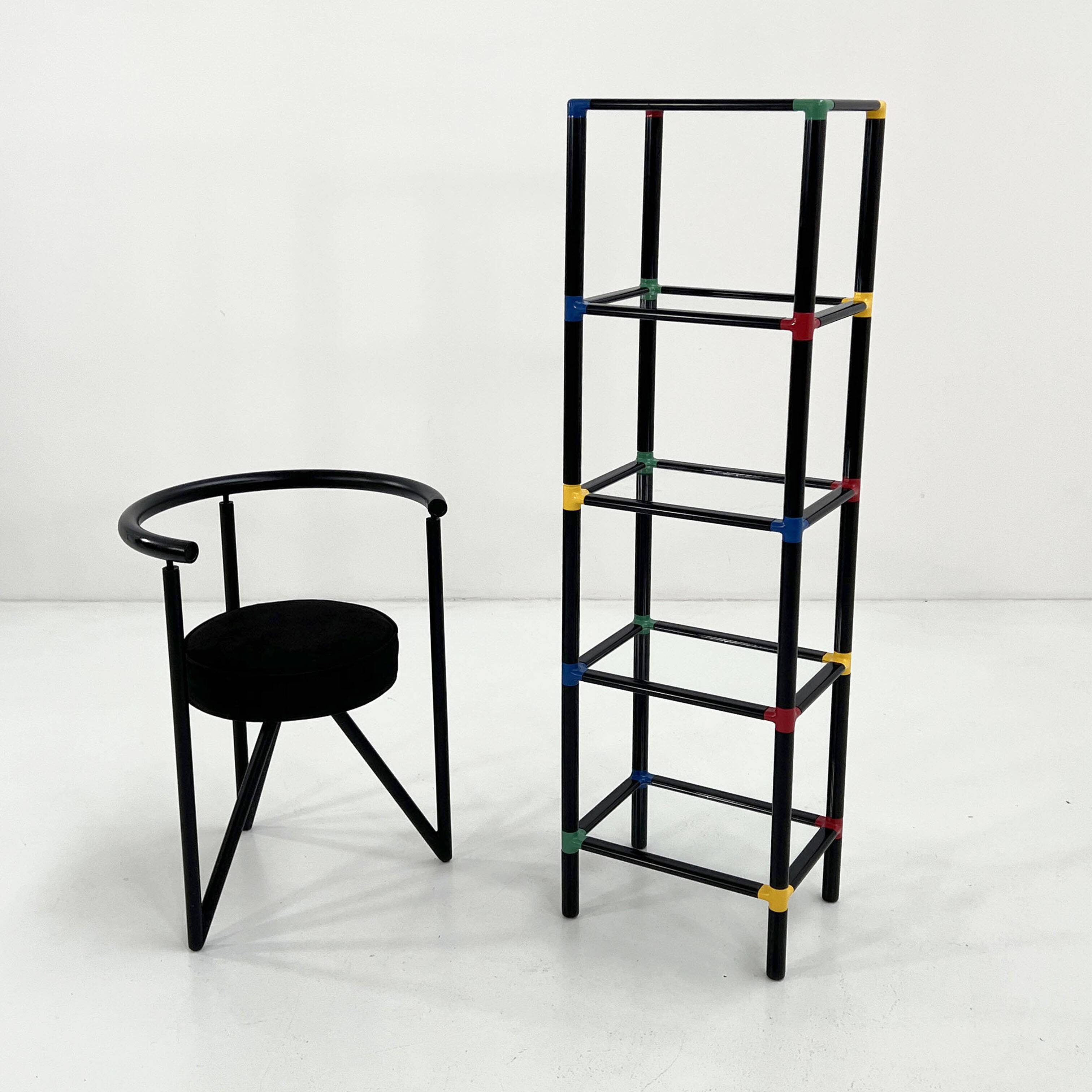Multicoloured modular floor shelf, 1980