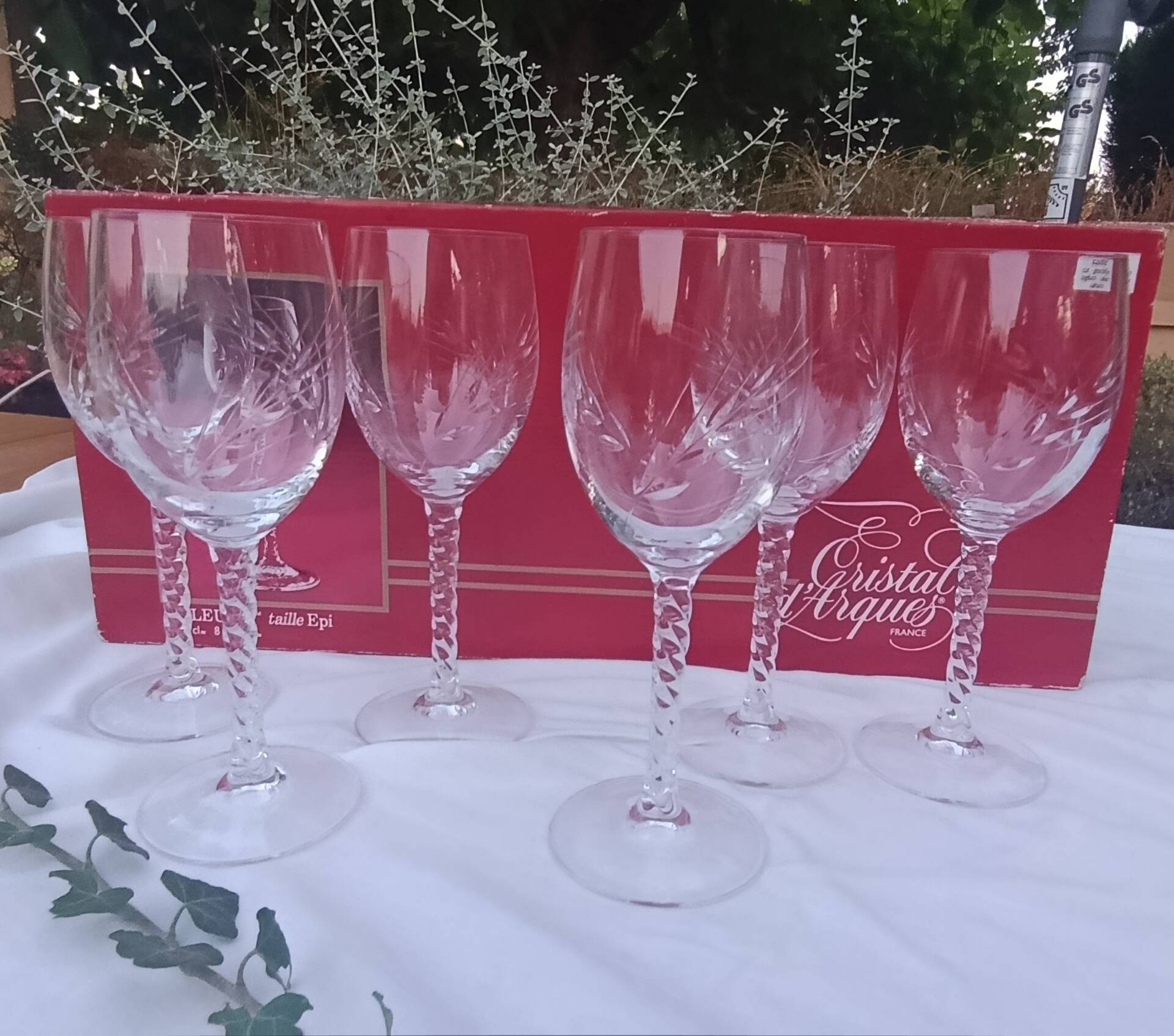 6 stemmed glasses 24 cl "épi" - Fleury, Cristal d'Arques