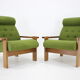 1970s pair of beech armchairs, czechoslovakia