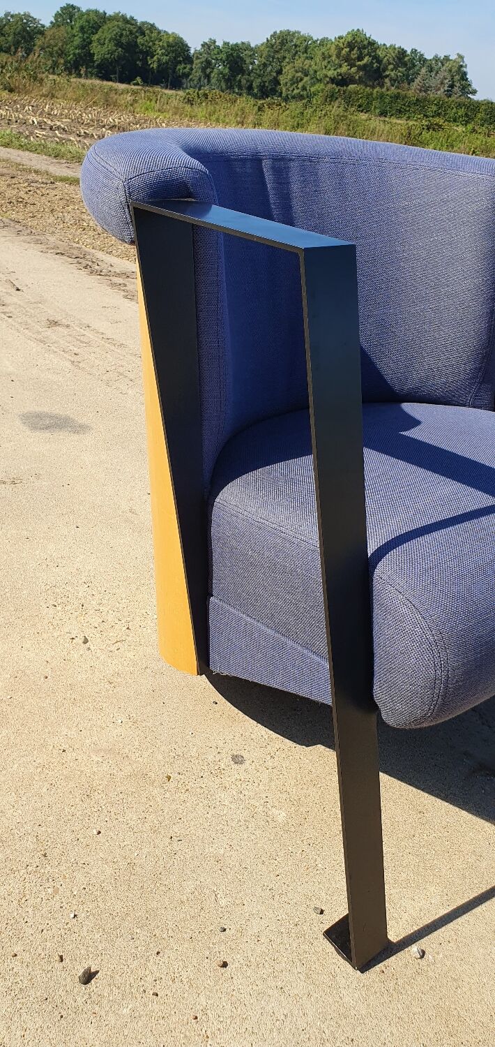 Set 2 - post modern cube lounge chair plywood - metal 1980s 1990s