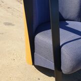 Set 2 - post modern cube lounge chair plywood - metal 1980s 1990s