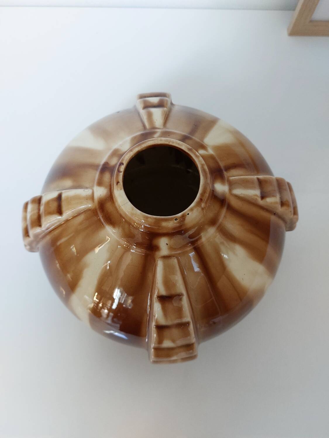 elgé louis gueule vase art deco cubist relief