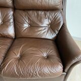 Canapé cuir vintage Jacques Coulon 1960s