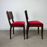 2 Art Deco chairs, red velvet and rosewood.