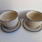 Set of two gray and blue ceramic lunches