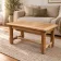 Natural wood farmhouse coffee table – country style, dowel stretcher – 99 cm