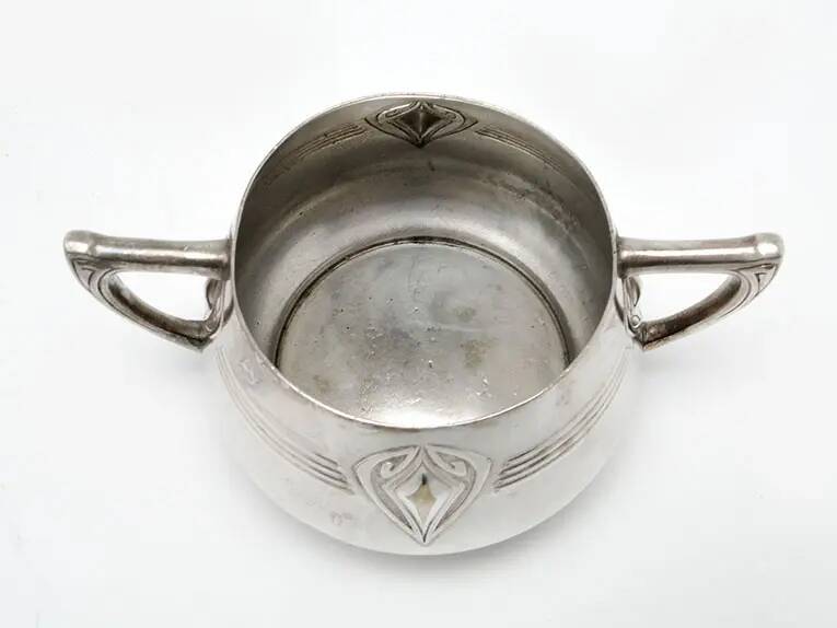 Art Nouveau sugar bowl, silver-plated brass, WMF, Germany, early 20th century