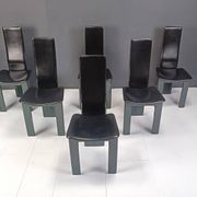 Copy of set of 6 Italian leather and green lacquer dining chairs, 1980s