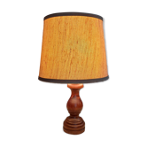 Lampe à poser pied  bois abat jour tissu lin couleur naturelle, rétro chic, mid century
