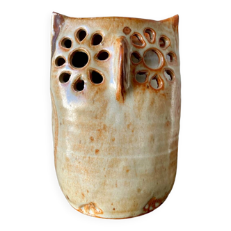 Vase vintage en céramique figurant une chouette