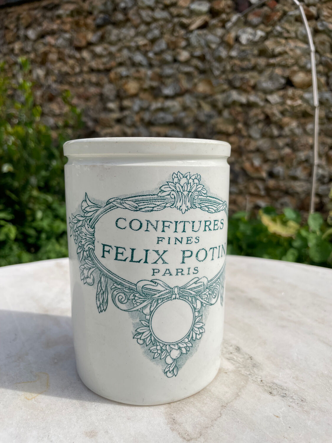 Pot à confiture en gres blanc Félix Potin